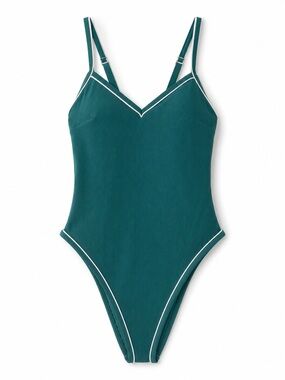Piping High Leg Extra Cheeky One Piece Swimsuit